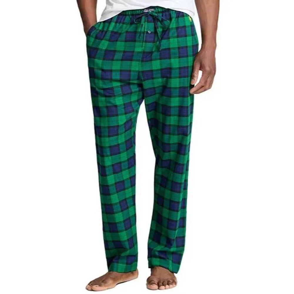 Polo Ralph Lauren Men‎ Big & Tall Pajama Lounge Pants  Plaid Green Navy Blue